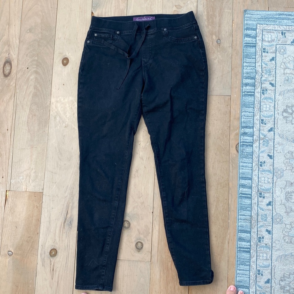 Black skinny jeans elastic waist